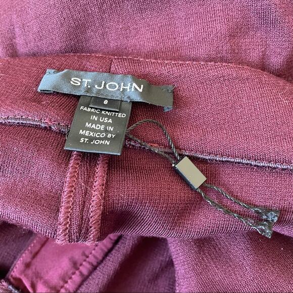 St John Milano Knit Slim Ankle Pant Burgundy Red $595 8 New Without Tags - Picture 6 of 8